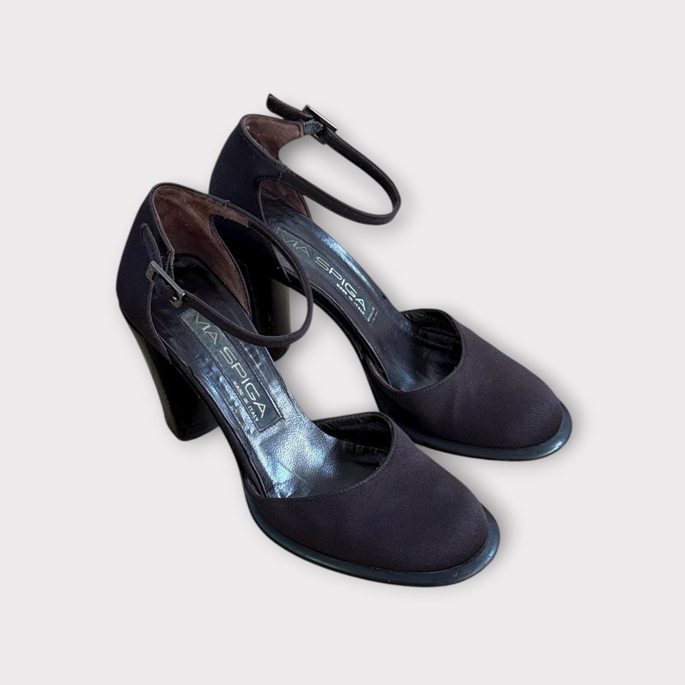 90s Nylon Via Spiga Dark Brown Women's Mary Jane Heels 5.5